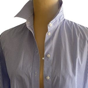 EVERLANE - The Relaxed Poplin Shirt, Striped White Blue - Size 4